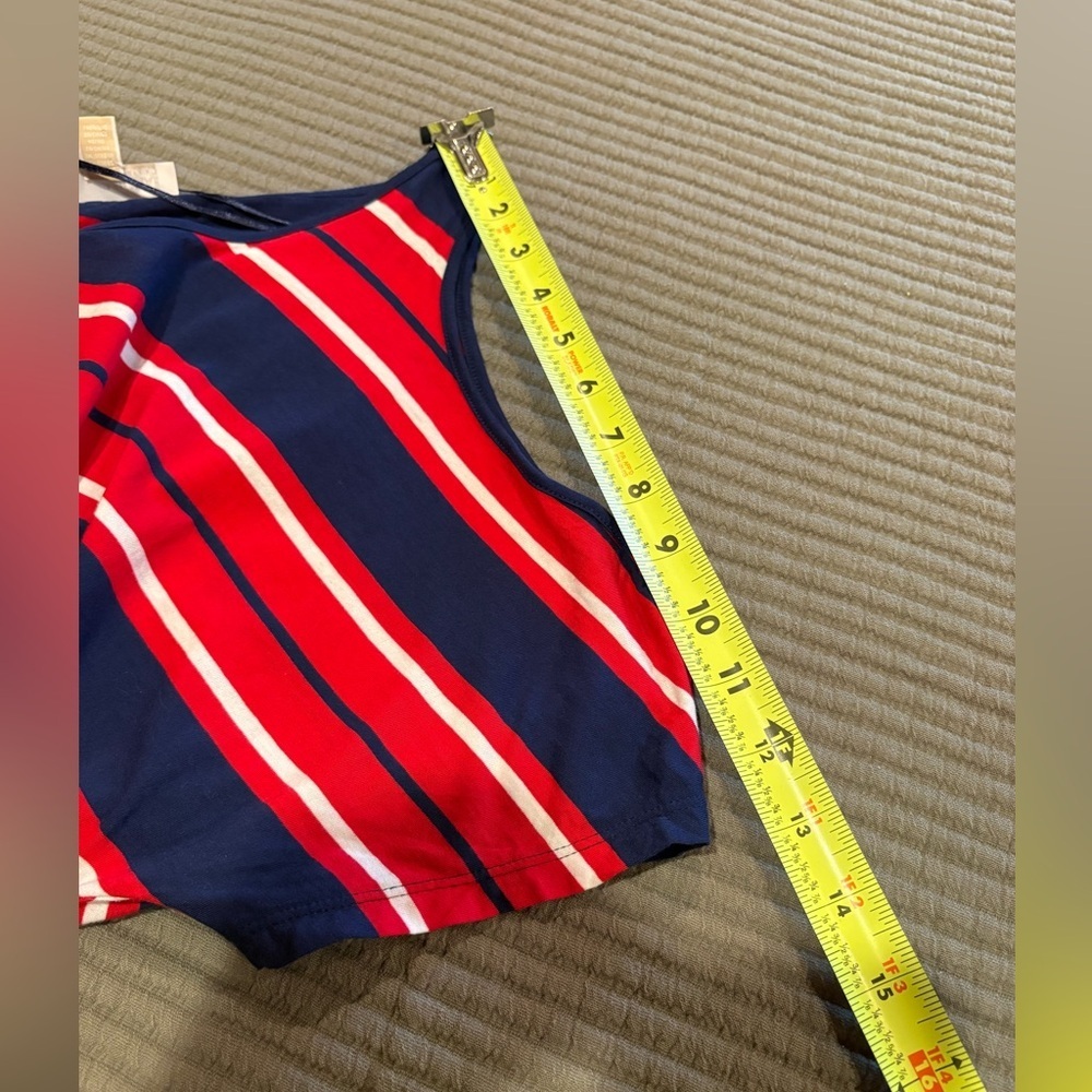 MICHAEL Michael Kors red, white, and navy blue striped cold-shoulder top XL - Picture 10 of 10